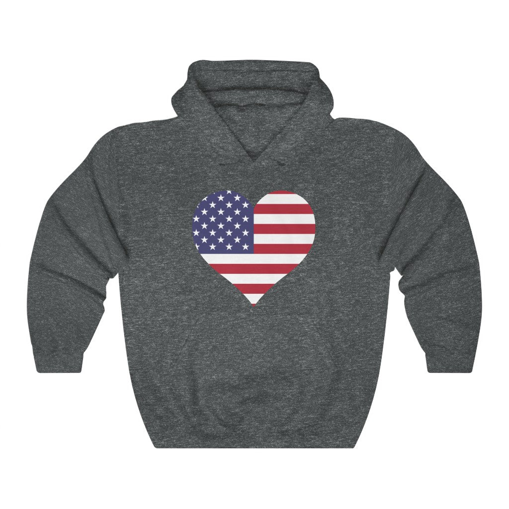 United States of America Heart Flag Hoodie Sweatshirt - Unisex
