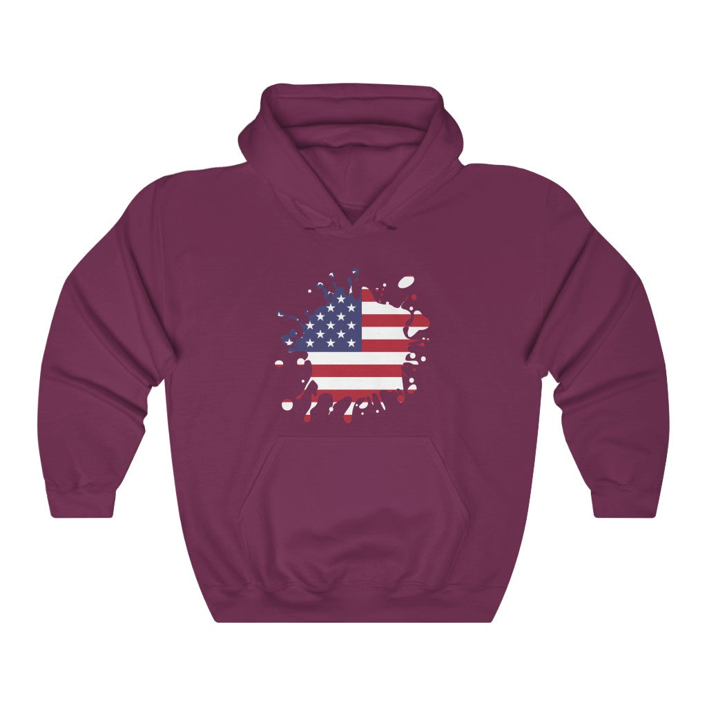 United States of America Splat Flag Hoodie Sweatshirt - Unisex