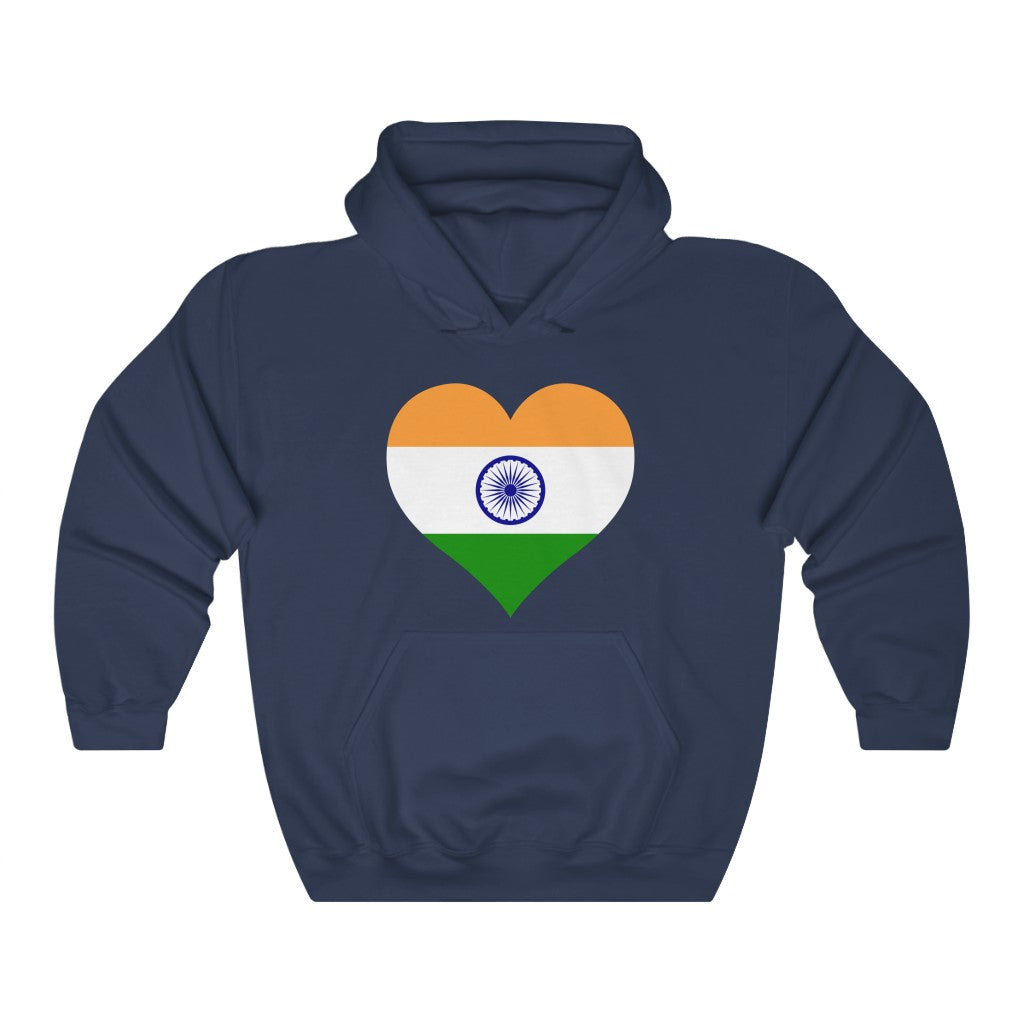 India Heart Flag Hoodie Sweatshirt - Unisex