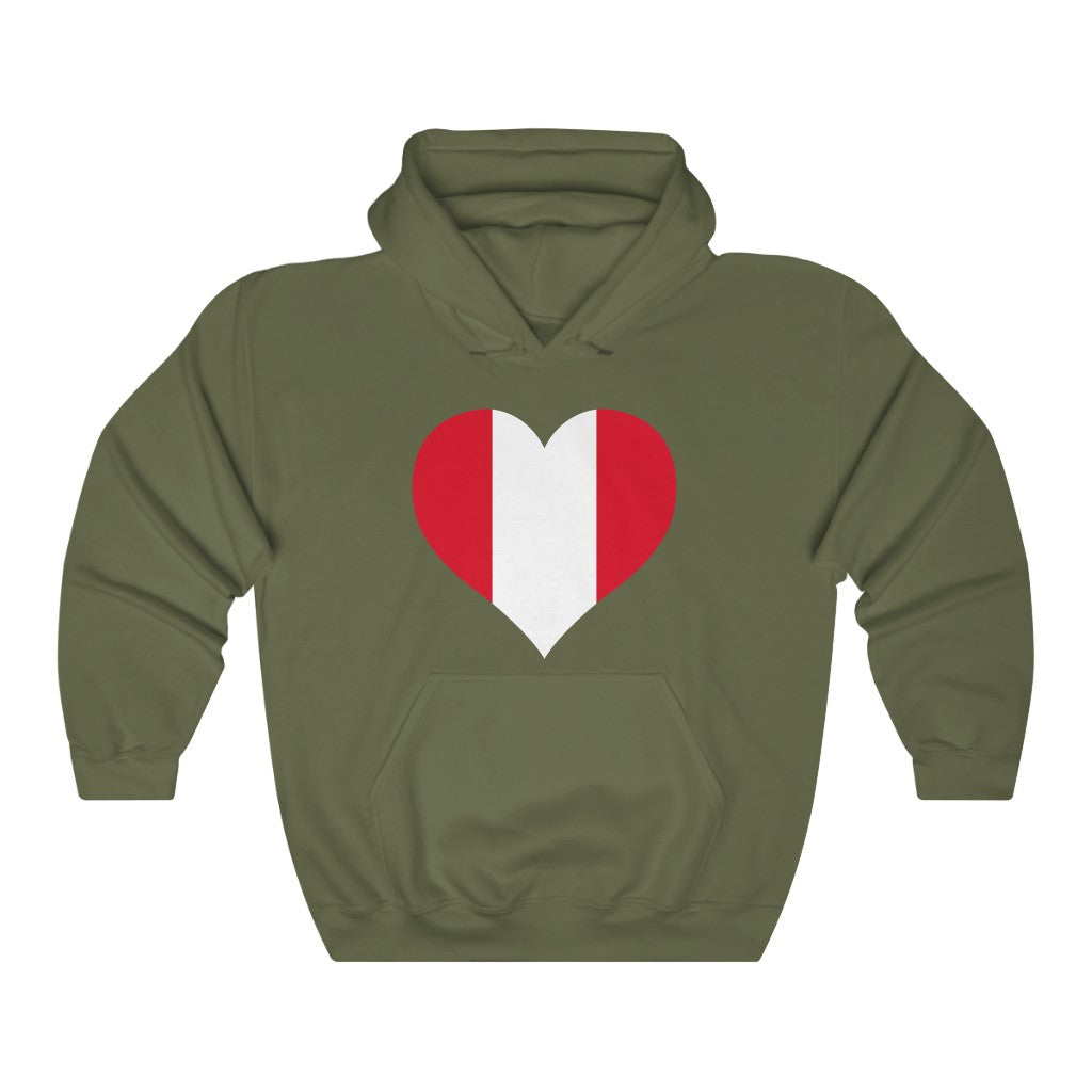 Peru Heart Flag Hoodie Sweatshirt - Unisex