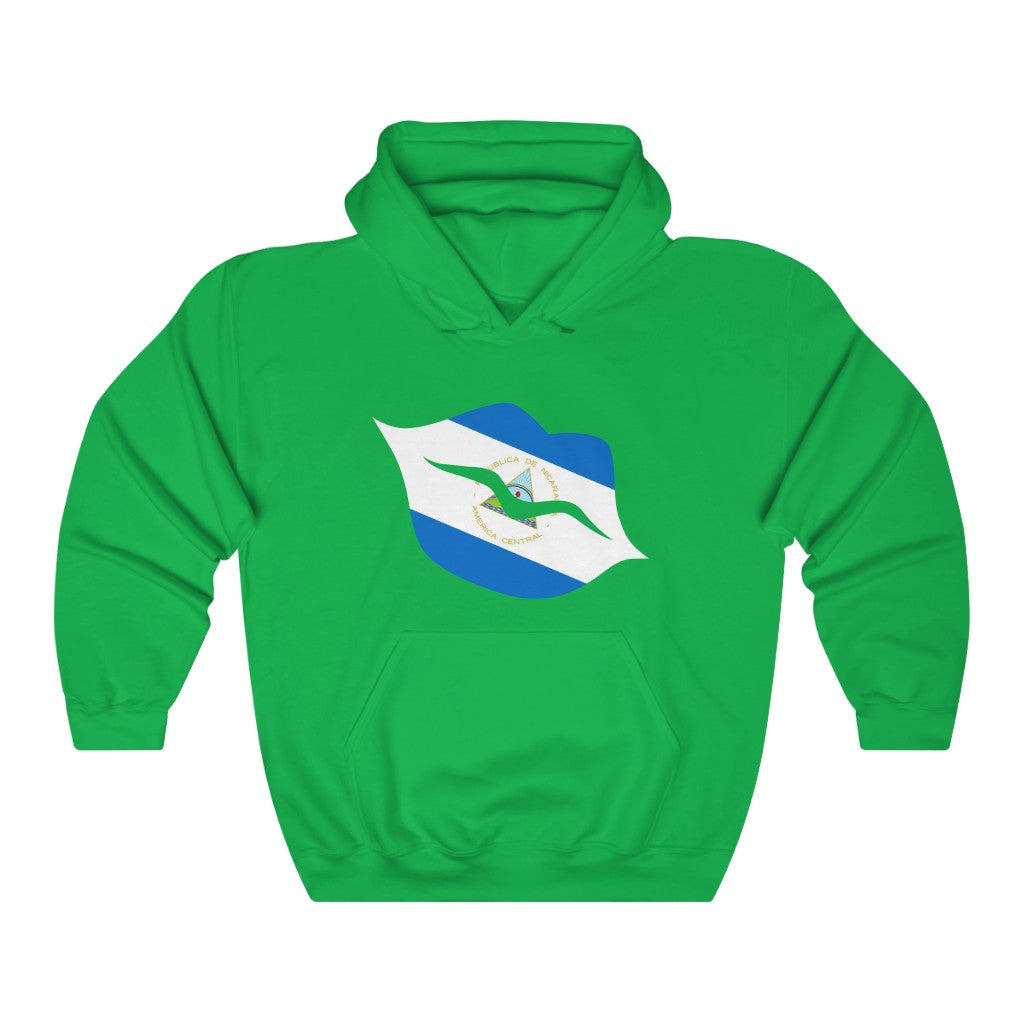 Nicaragua Lips Flag Hoodie Sweatshirt - Unisex