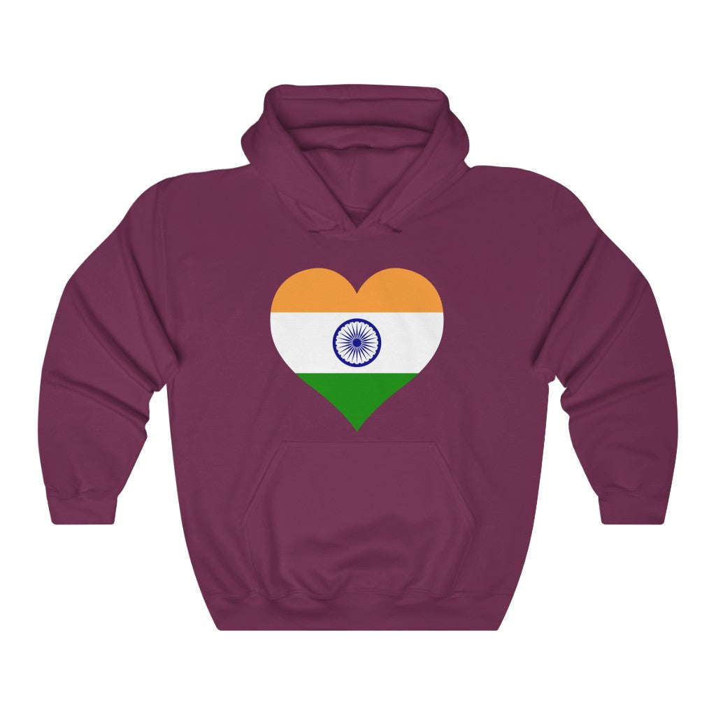 India Heart Flag Hoodie Sweatshirt - Unisex