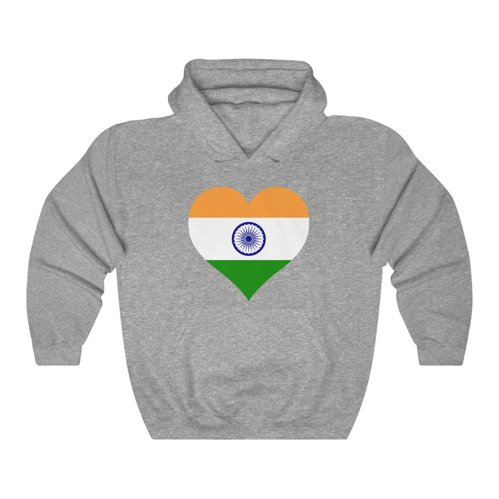 India Heart Flag Hoodie Sweatshirt - Unisex