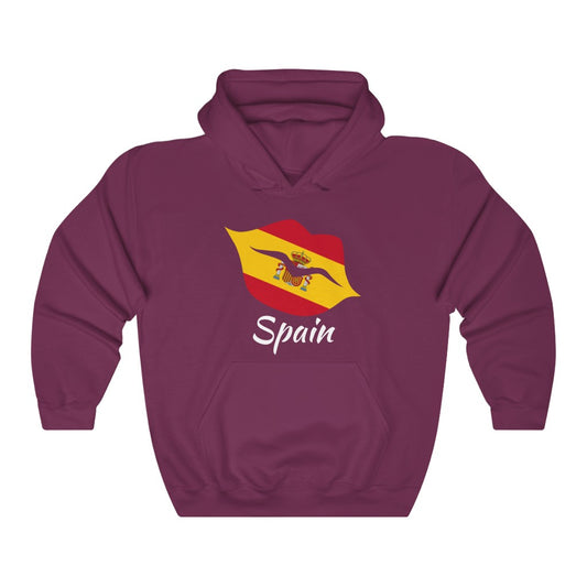 Spain Lips Flag Hoodie Sweatshirt 2 - Unisex