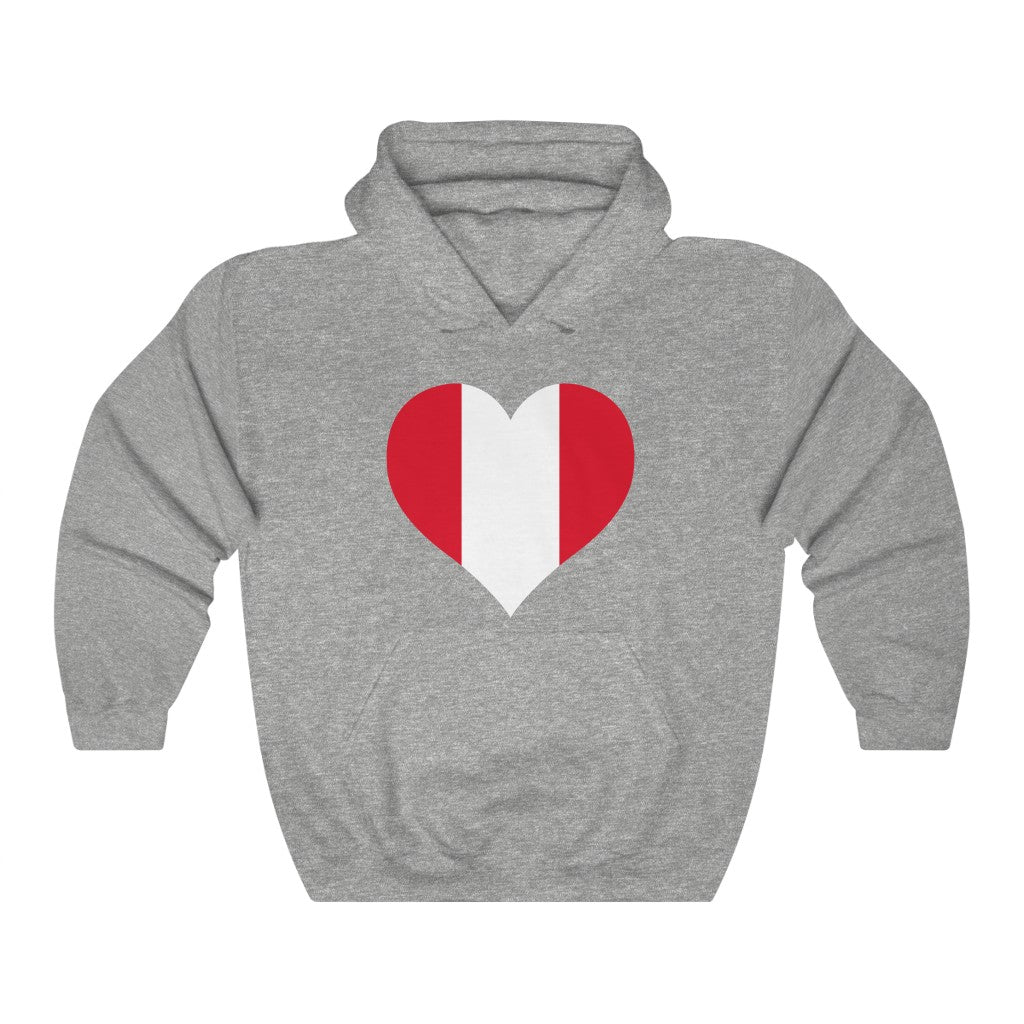 Peru Heart Flag Hoodie Sweatshirt - Unisex