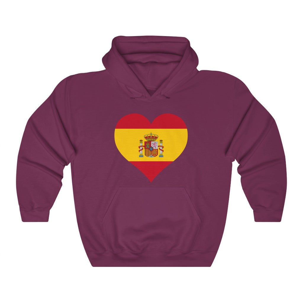Spain Heart Flag Hoodie Sweatshirt - Unisex