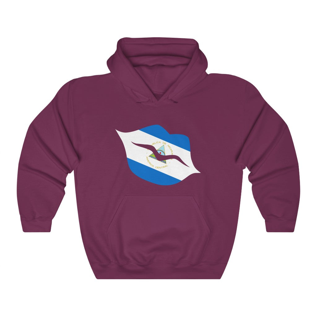 Nicaragua Lips Flag Hoodie Sweatshirt - Unisex