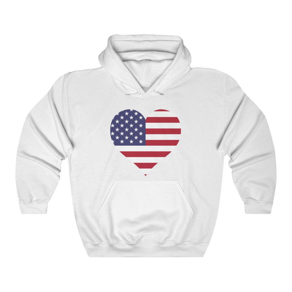 United States of America Heart Flag Hoodie Sweatshirt - Unisex
