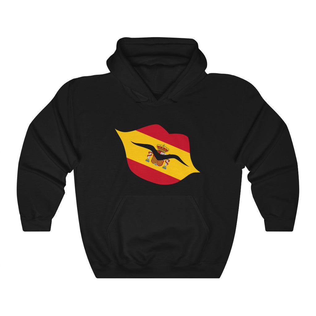Spain Lips Flag Hoodie Sweatshirt - Unisex