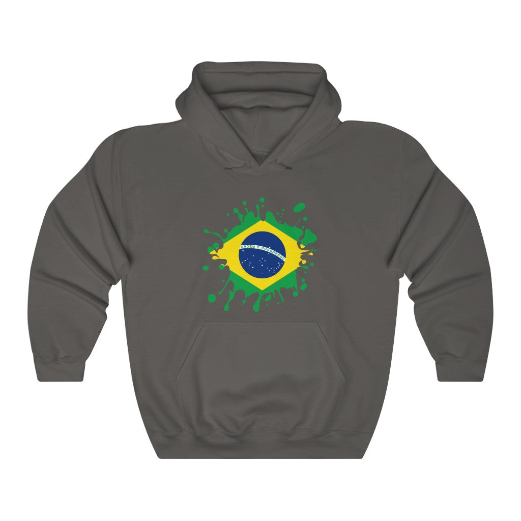 Brazil Splat Flag Hoodie Sweatshirt - Unisex