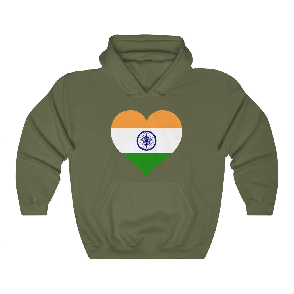 India Heart Flag Hoodie Sweatshirt - Unisex