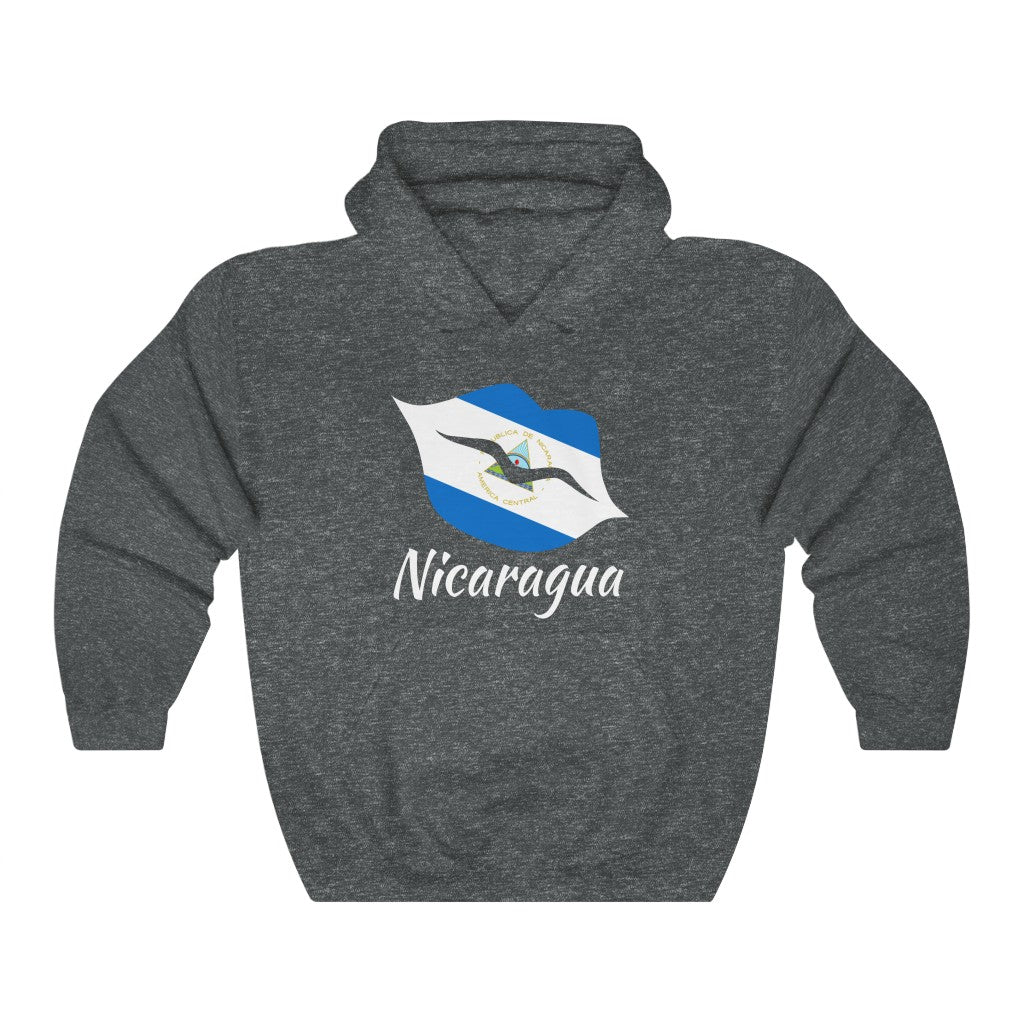 Nicaragua Lips Flag Hoodie Sweatshirt 2 - Unisex