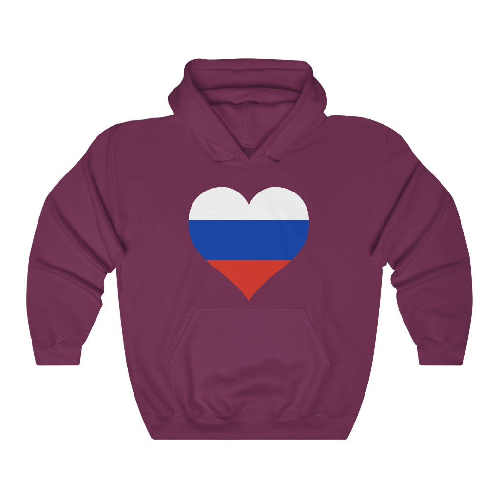 Russia Heart Flag Hoodie Sweatshirt - Unisex