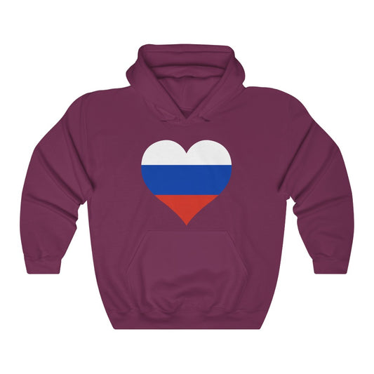 Russia Heart Flag Hoodie Sweatshirt - Unisex