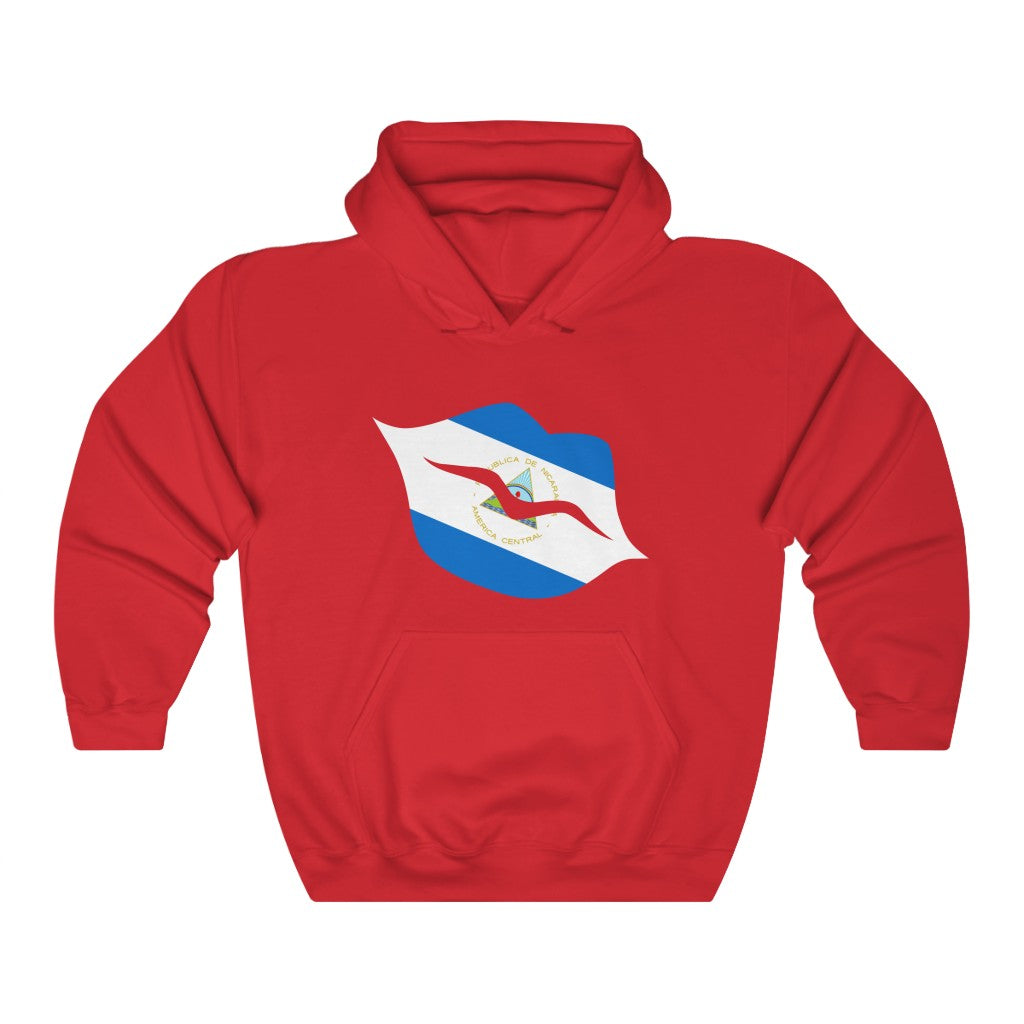 Nicaragua Lips Flag Hoodie Sweatshirt - Unisex