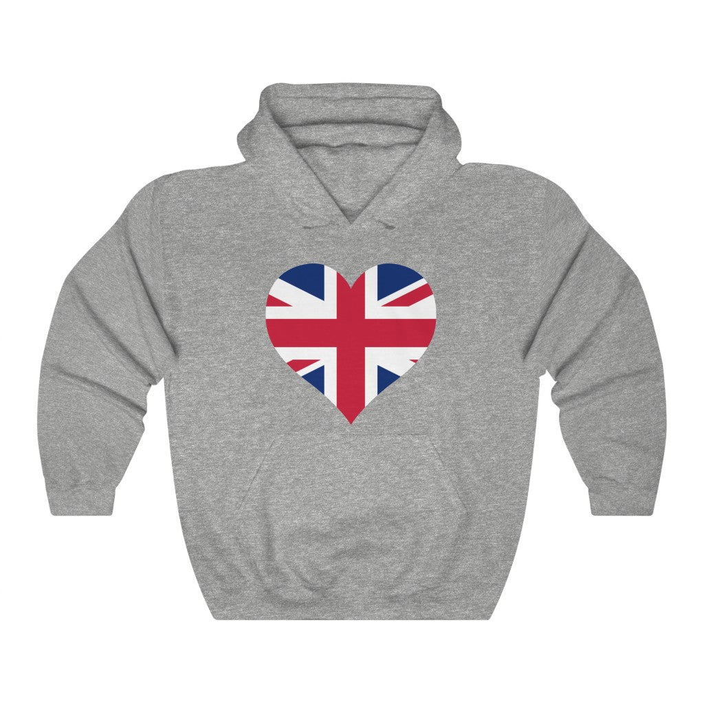 United Kingdom Heart Flag Hoodie Sweatshirt - Unisex