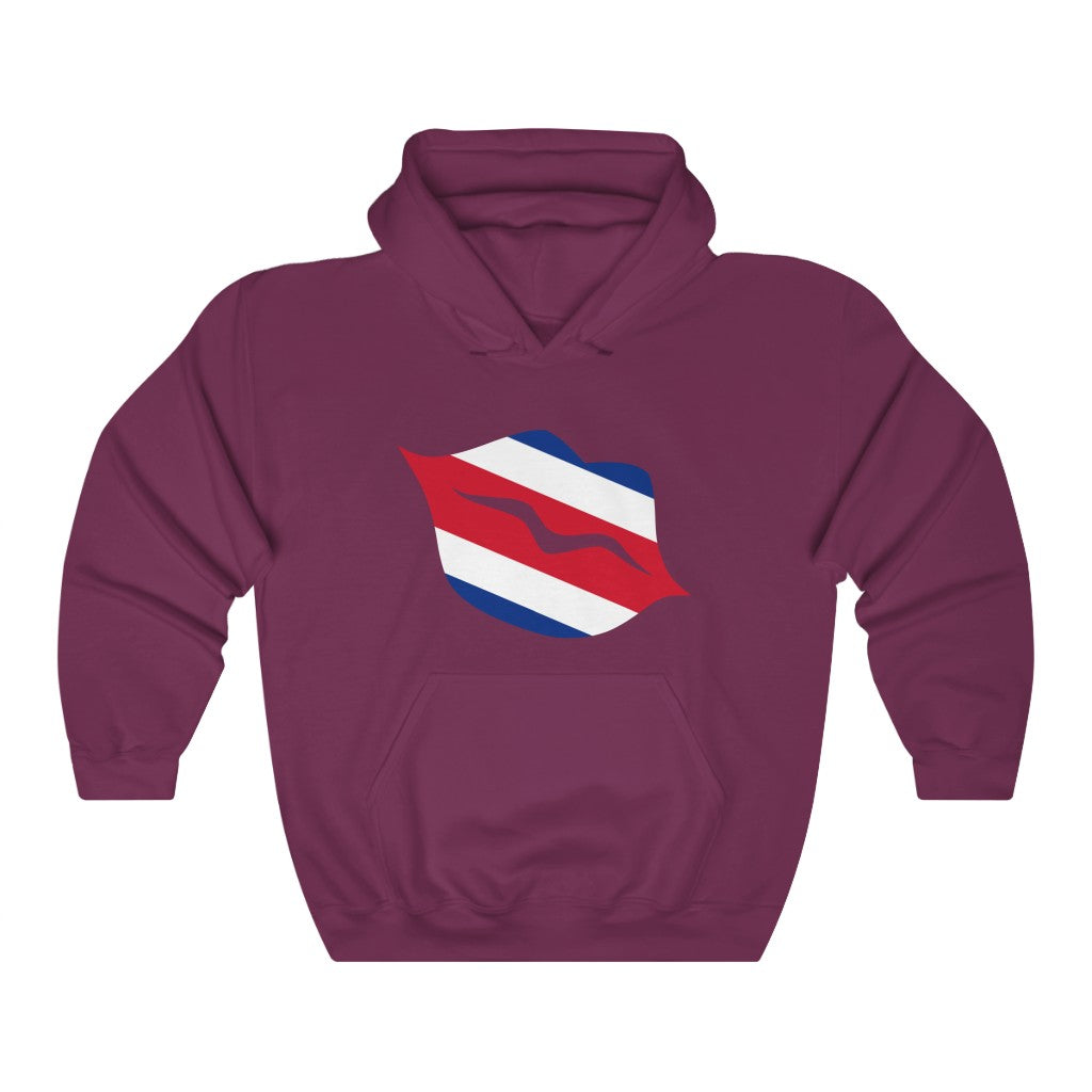 Costa Rica Lips Flag Hoodie Sweatshirt - Unisex