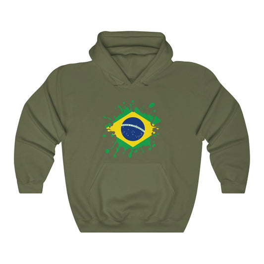 Brazil Splat Flag Hoodie Sweatshirt - Unisex