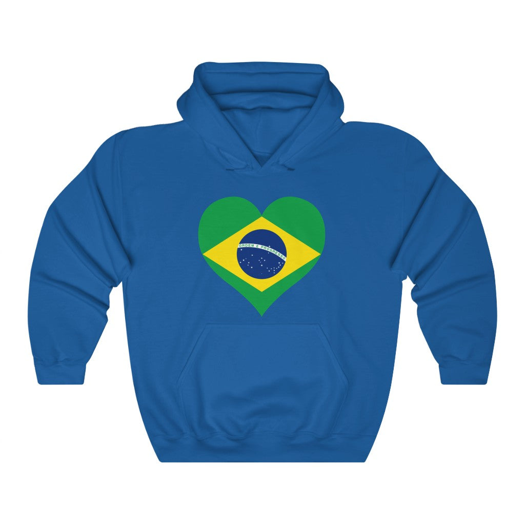 Brazil Heart Flag Hoodie Sweatshirt - Unisex