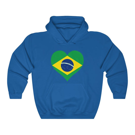 Brazil Heart Flag Hoodie Sweatshirt - Unisex