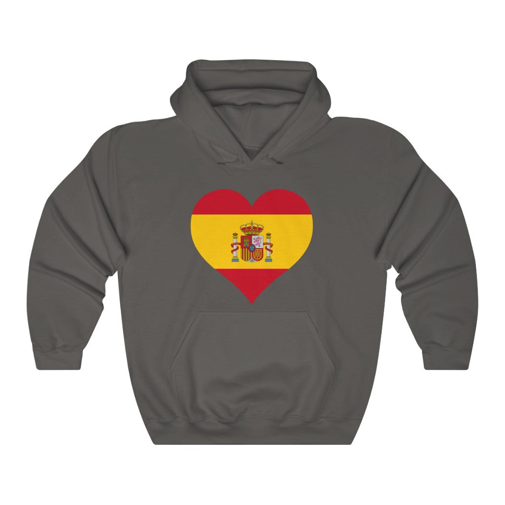 Spain Heart Flag Hoodie Sweatshirt - Unisex