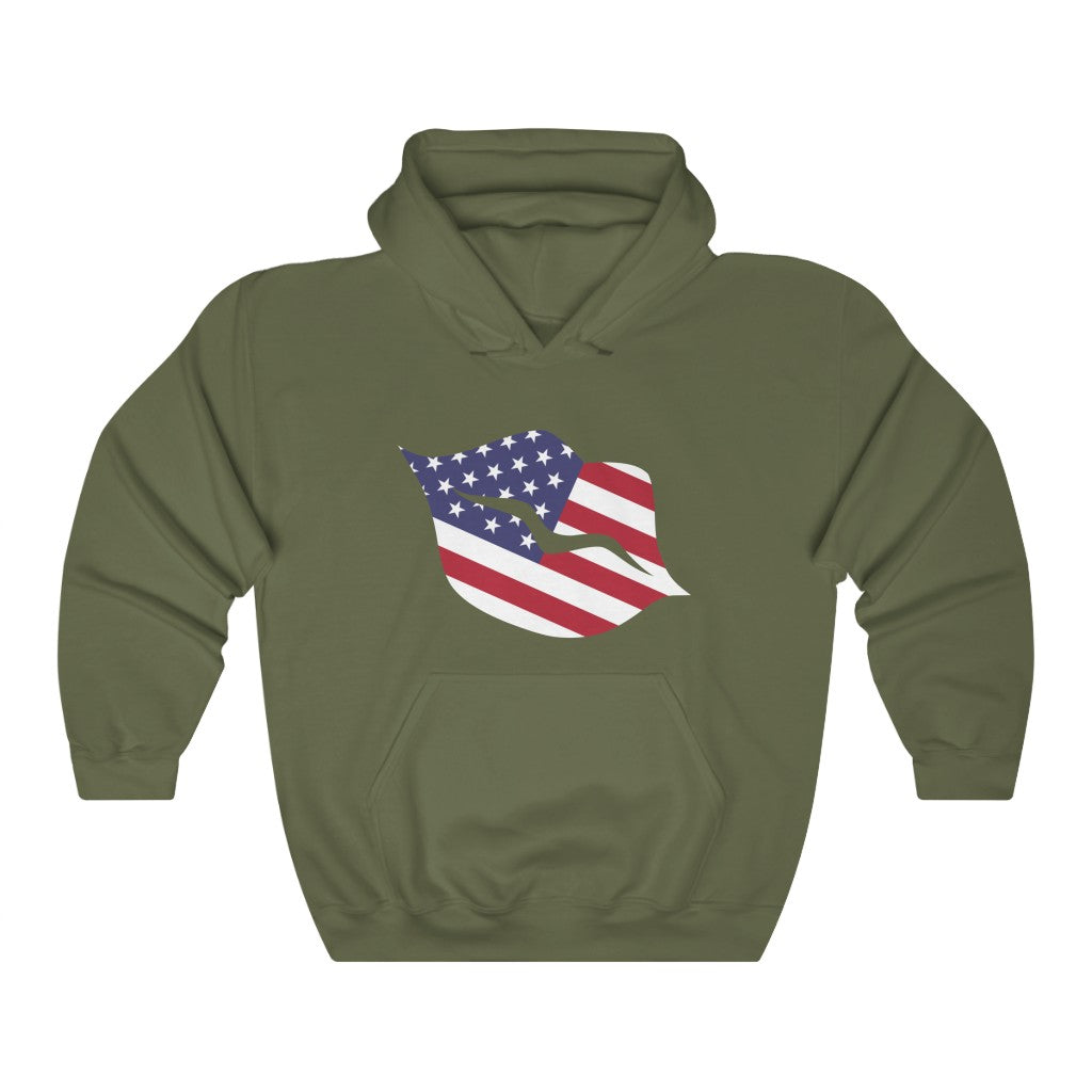 United States of America Lips Flag Hoodie Sweatshirt - Unisex