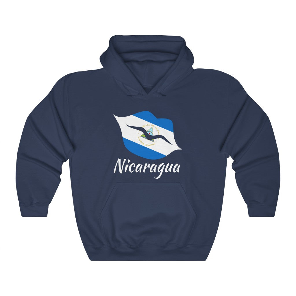 Nicaragua Lips Flag Hoodie Sweatshirt 2 - Unisex