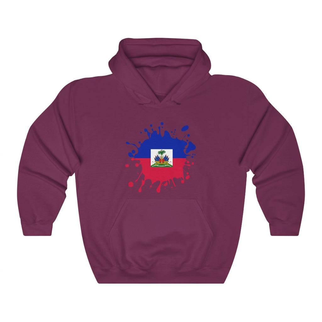 Haiti Splat Flag Hoodie Sweatshirt - Unisex