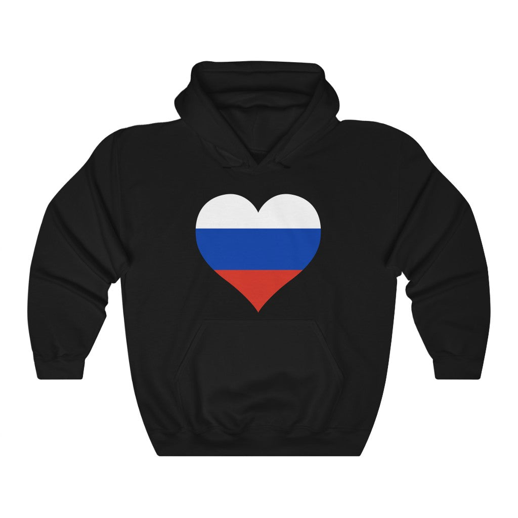 Russia Heart Flag Hoodie Sweatshirt - Unisex