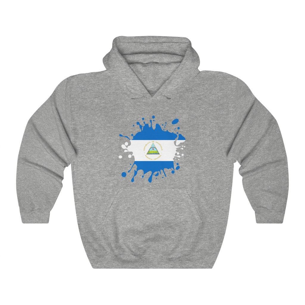 Nicaragua Splat Flag Hoodie Sweatshirt - Unisex
