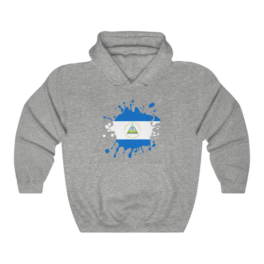 Nicaragua Splat Flag Hoodie Sweatshirt - Unisex