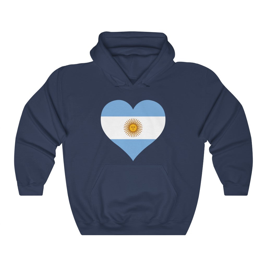 Argentina Heart Flag Hoodie Sweatshirt - Unisex