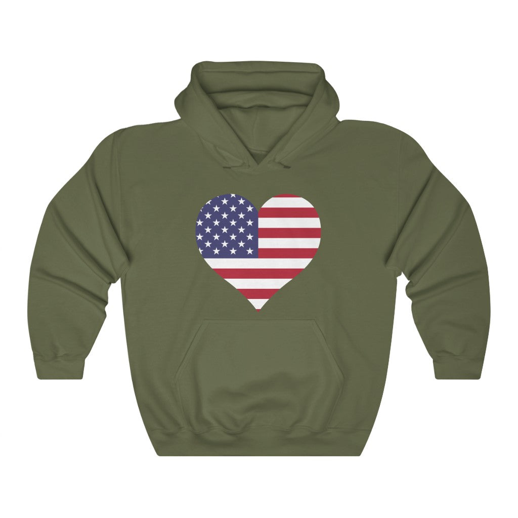 United States of America Heart Flag Hoodie Sweatshirt - Unisex
