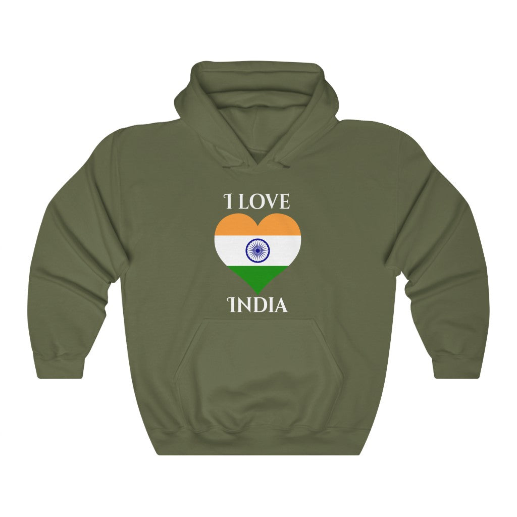 India Heart Flag Hoodie Sweatshirt 2 - Unisex