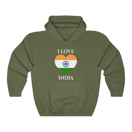 India Heart Flag Hoodie Sweatshirt 2 - Unisex