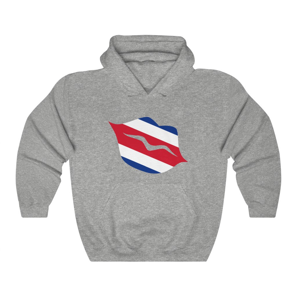 Costa Rica Lips Flag Hoodie Sweatshirt - Unisex