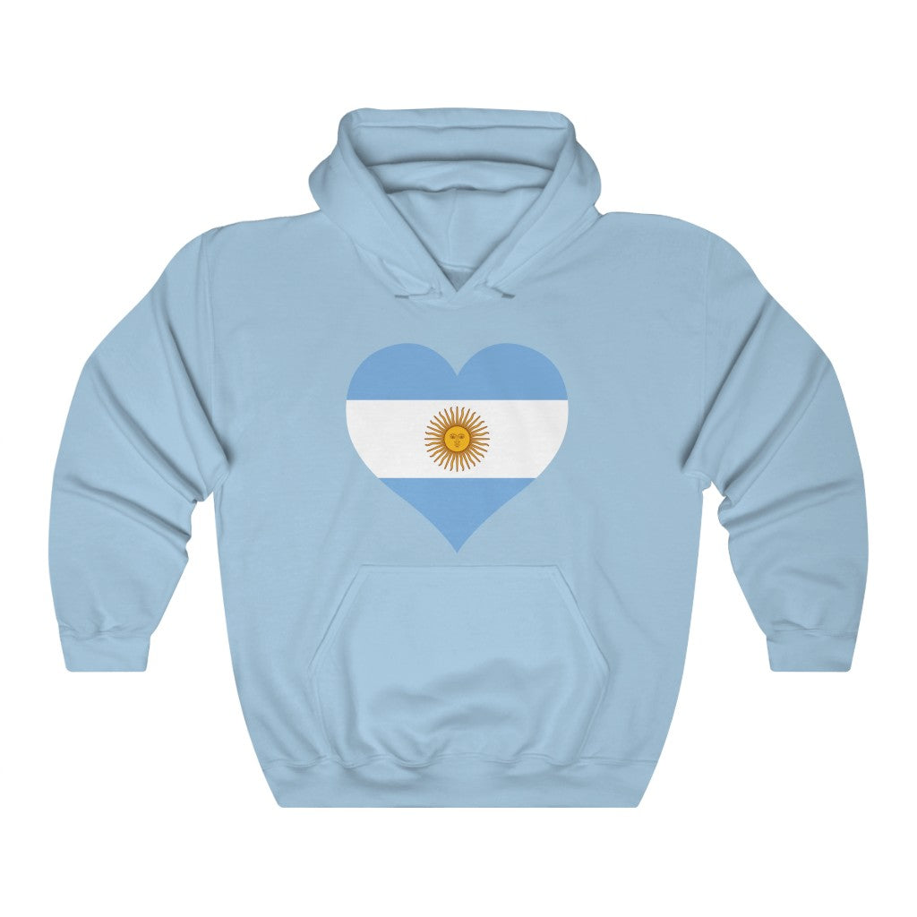 Argentina Heart Flag Hoodie Sweatshirt - Unisex