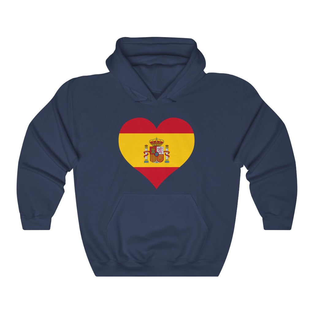 Spain Heart Flag Hoodie Sweatshirt - Unisex