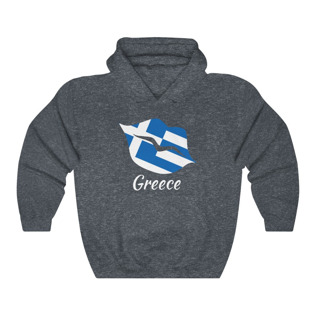 Greece Lips Flag Hoodie Sweatshirt 2 - Unisex