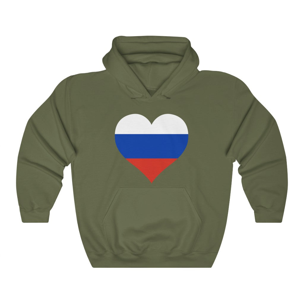 Russia Heart Flag Hoodie Sweatshirt - Unisex