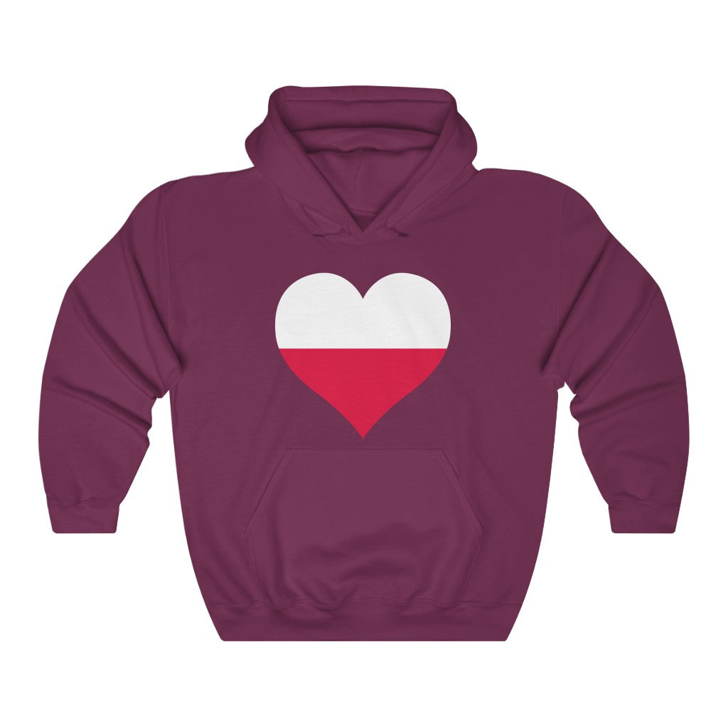 Poland Heart Flag Hoodie Sweatshirt - Unisex