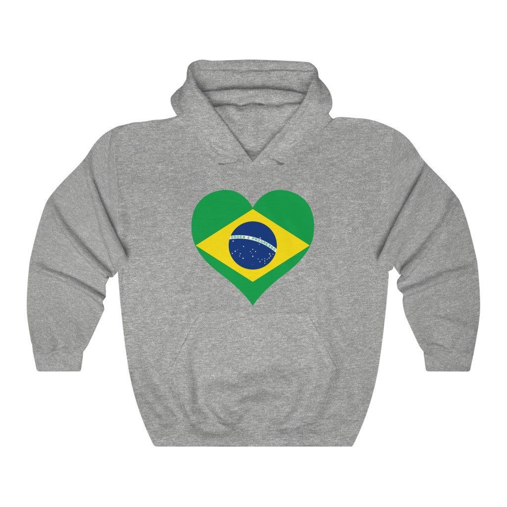 Brazil Heart Flag Hoodie Sweatshirt - Unisex